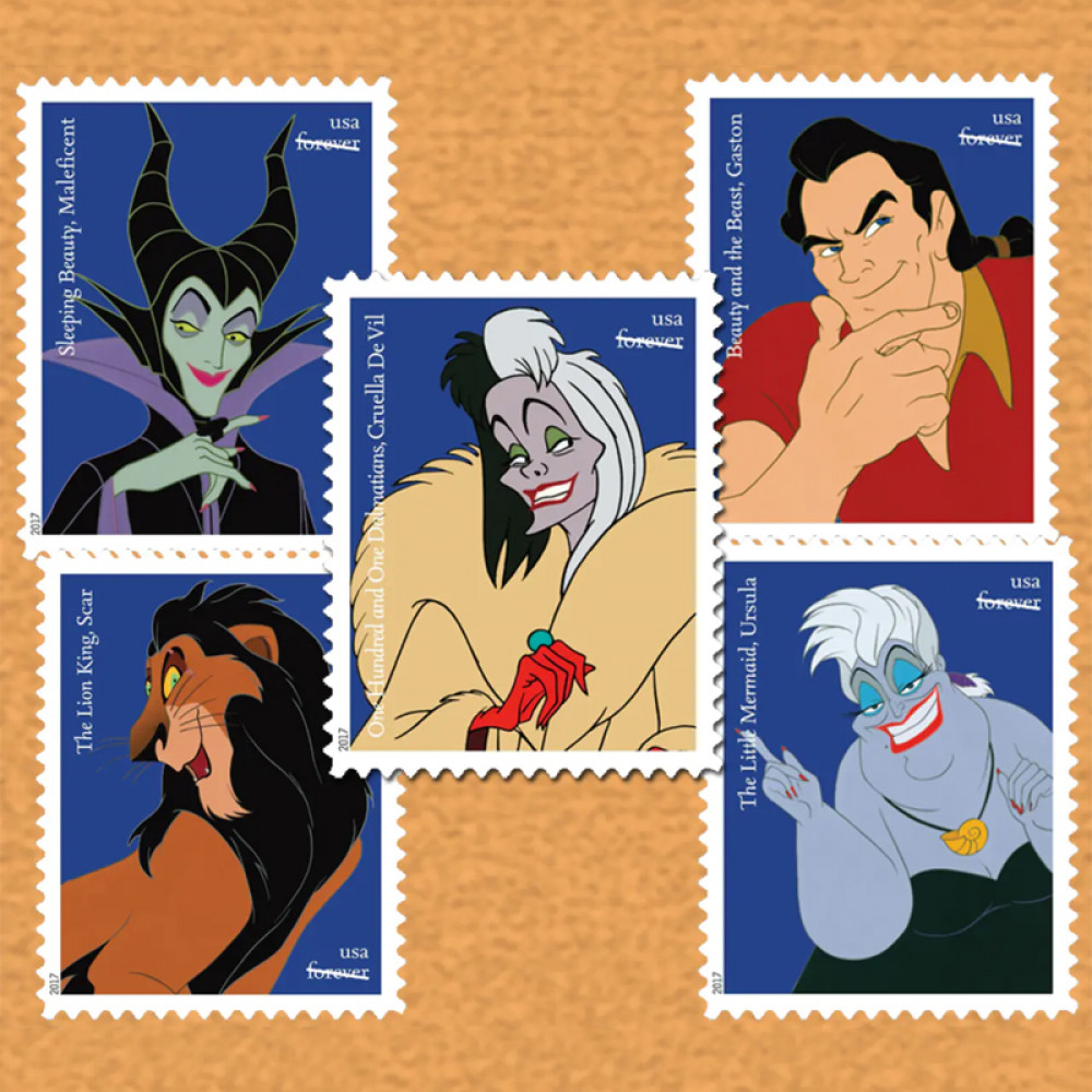 2017 USPS Walt Disney Villains Forever First Class Postage Stamps