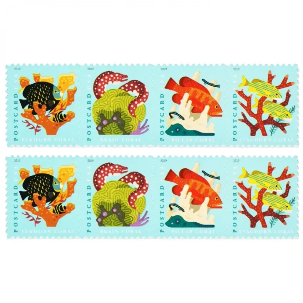 (2019) USPS Coral Reefs Postcard First Class Forever Postage Stamps