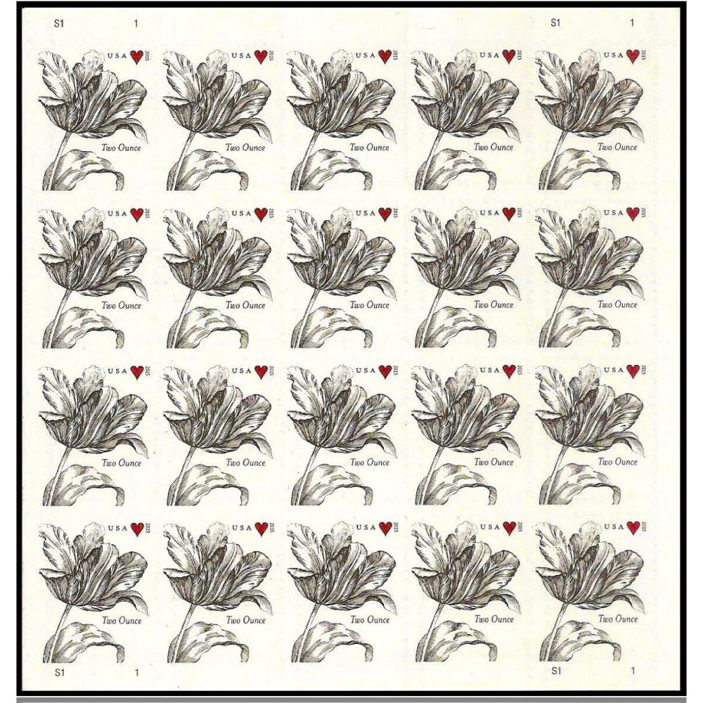 2015 Vintage Tulip Pane Postage Wedding Stamps